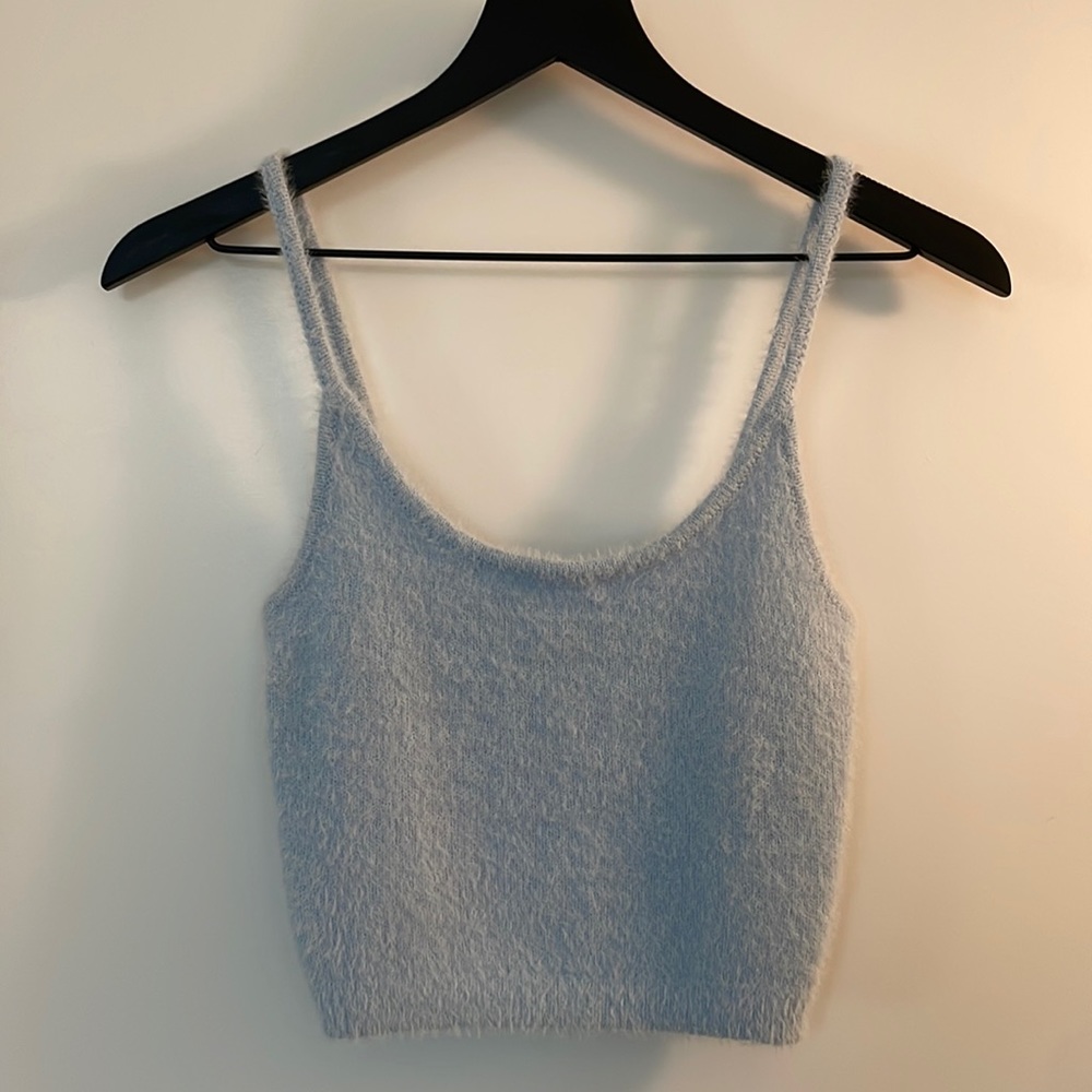 Kendall & Kylie fuzzy crop top XS baby blue